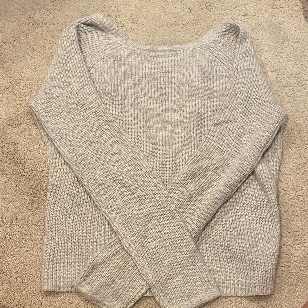 Women's Gray Open Cross Back Sweater